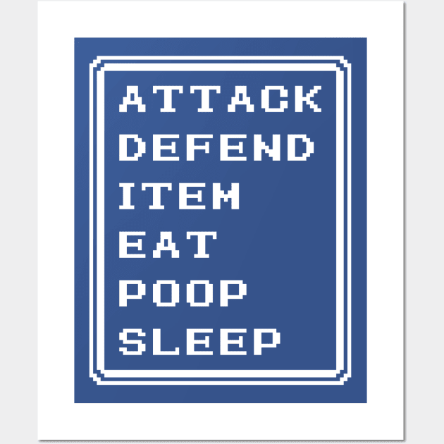 Final Fantasy Battle Menu Eat Poop Sleep Warrior Version Wall Art by inotyler